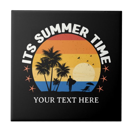 Es ist Sommerzeit Tropical Sunset Design Fliese (Vorderseite)