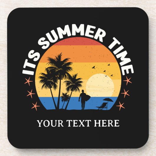Es ist Sommerzeit Tropical Sunset Design Getränkeuntersetzer (Vorderseite)