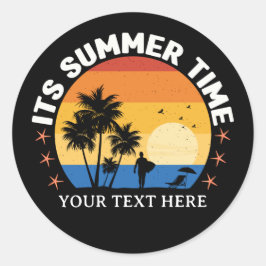 Es ist Sommerzeit Tropical Sunset Design Runder Aufkleber