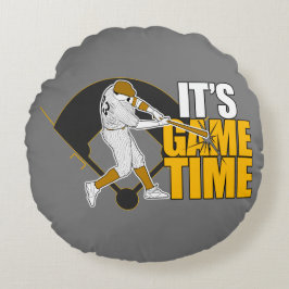 Es ist Spielzeit - Baseball Rundes Kissen