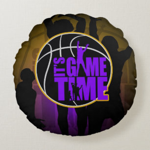 Es ist Spielzeit - Lila & Gold Rundes Kissen