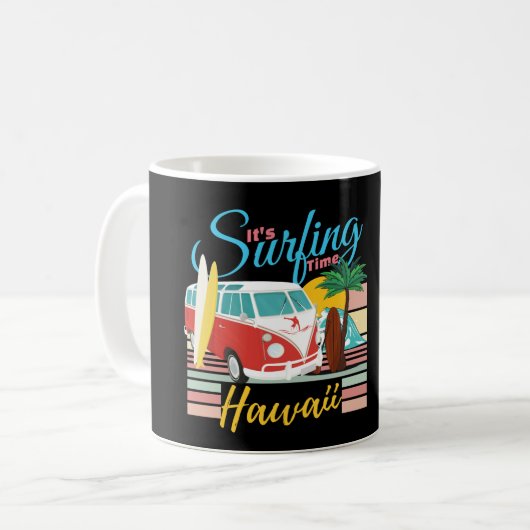 Es ist Surfen Time Hawaii - Summer Beach Vibes Kaffeetasse (Vorderseite Links)