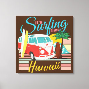 Es ist Surftime Hawaii - Sommer Strand Vibes Leinwanddruck