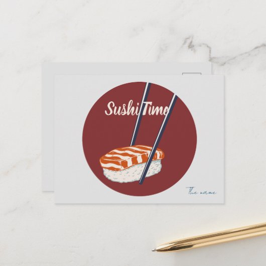 Es ist Sushi-Zeit, Sushi Postkarte (Vorderseite/Rückseite Beispiel)