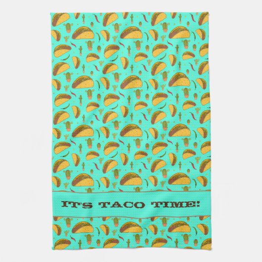 Es ist Taco Time Cool mexikanisches Muster Blue Geschirrtuch (Vertikal)