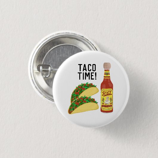 ES IST TACO TIME niedliche Tacos Hot Soce Illustra Button (Vorne & Hinten)