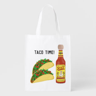 ES IST TACO TIME niedliche Tacos Hot Soce Illustra Wiederverwendbare Einkaufstasche