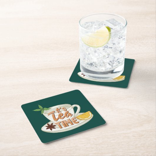 Es ist Tea Time Rechteckiger Pappuntersetzer (Vor Ort)