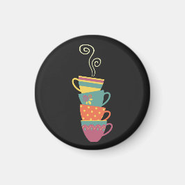 Es ist Teezeit gestapelt Retro-Farbporzellan Tasse Magnet