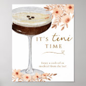Es ist Tini Time Floral Espresso Martini Bar Sign Poster (Vorne)