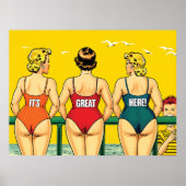 Es ist toll hier, Hübsche Frauen am Strand, lustig Poster (Vorne)