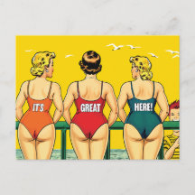 Es ist toll hier, Hübsche Frauen am Strand, lustig