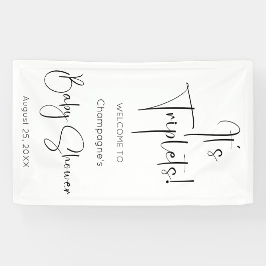 Es ist Triplets Moderne Script Baby Dusche Banner (Horizontal)