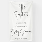 Es ist Triplets Moderne Script Baby Dusche Banner (Vertikal)