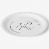 Es ist Triplets Moderne Script Baby Dusche Pappteller (Schrägansicht)