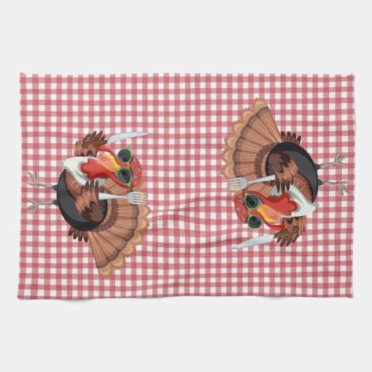 Es ist Türkei Zeit mit Red Schachbrett Kitchen Han Geschirrtuch (Horizontal)