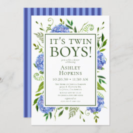 Es ist Twin Boys Blue Hydrangeas Baby Shower Einladung