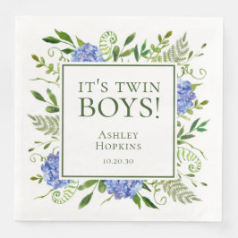 Es ist Twin Boys Blue Hydrangeas Boy Baby Shower Serviette