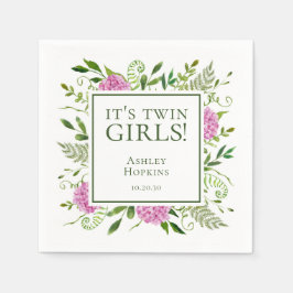 Es ist Twin Girls Pink Hydrangeas Girl Baby Dusche Serviette