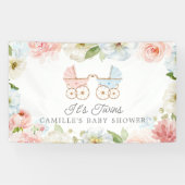 Es ist Twins Baby Dusche Blue Pink Floral Willkomm Banner (Horizontal)