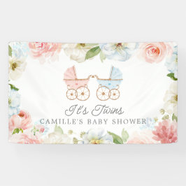 Es ist Twins Baby Dusche Blue Pink Floral Willkomm Banner