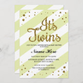 Es ist Twins Baby Shower Gender Reveal Yellow Invi Einladung (Vorne/Hinten)
