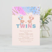 Es ist Twins Boy and Girl Twin Baby Shower Einladung (Stehend Vorderseite)