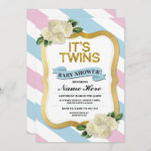 Es ist Twins Boy & Girl Baby Dusche Pink Blue Invi Einladung (Vorne/Hinten)