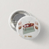 Es ist Twins Coffee Themed Baby Dusche Button (Vorne & Hinten)