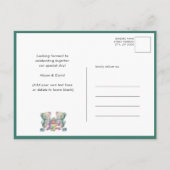 ES IST TWINS Green Balloons Teddy Bears Baby Dusch Einladungspostkarte (Rückseite)