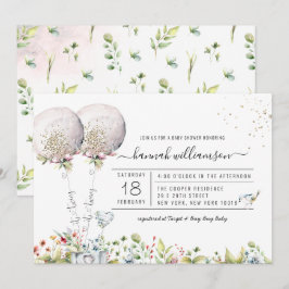 Es ist Twins Lavender Balloon Baby Shower Einladun Einladung