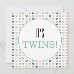 Es ist Twins Modern Geometric Twins Baby Dusche Einladung