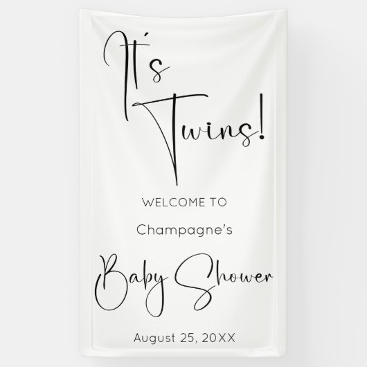 Es ist Twins Modern Script Baby Shower Banner (Vertikal)