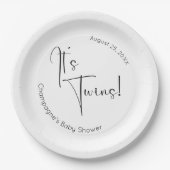 Es ist Twins Modern Script Baby Shower Pappteller (Vorderseite)