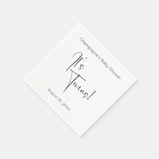 Es ist Twins Modern Script Baby Shower Serviette (Ecke)