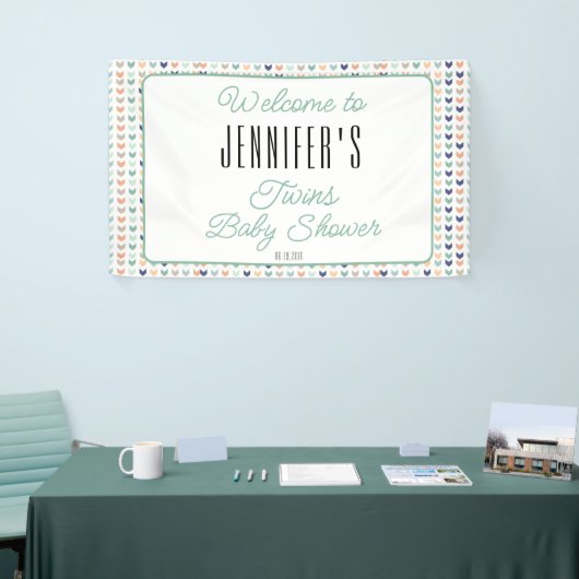 Es ist Twins Modern Twins Baby Dusche Willkommen Banner (Messeveranstaltung)