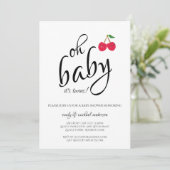 Es ist Twins Modern Typografy Cherry Baby Shower Einladung (Stehend Vorderseite)