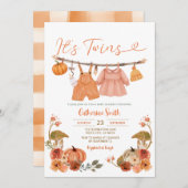 Es ist Twins Pumpkins Baby Dusche Wäsche-Linie Flo Einladung (Vorne/Hinten)