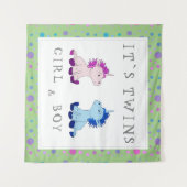 Es ist Twins Unicorn Pink und Blue Baby Dusche Wandteppich (Vorderseite (Horizontal))