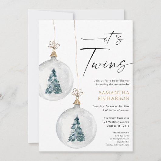 Es ist Twins Winter Weihnachtsdusche Einladung (Vorderseite)