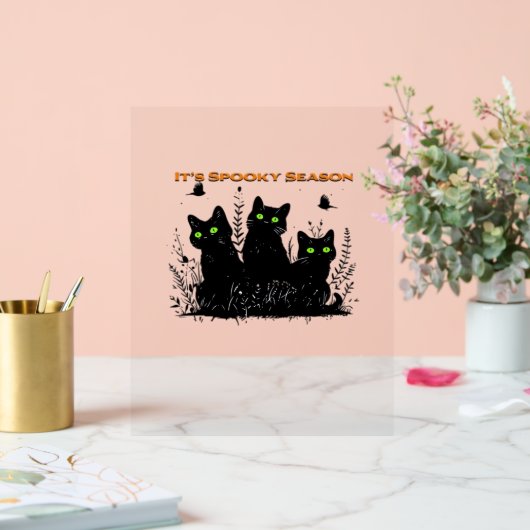 Es ist unheimliche Jahreszeit schwarze Katzen Klas Acrylschild (Hochzeit)