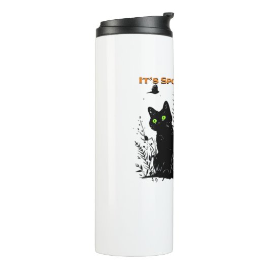 Es ist unheimliche Jahreszeit schwarze Katzen Klas Thermosbecher (Nach links gedreht)