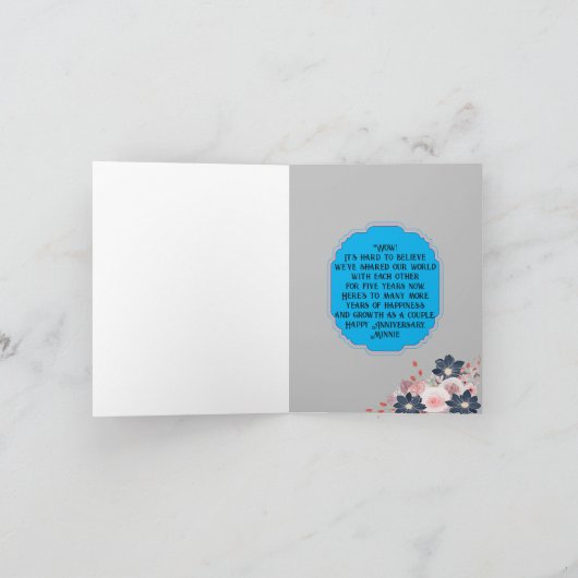 "es ist unser 5." Hochzeitstag Karte (Innenseite)
