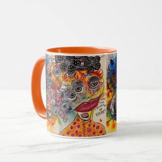 "Es ist viel zu voll hier!" Tasse von Getränken (Vorderseite Links)