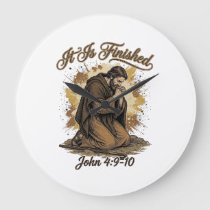Es ist vollbracht Bibelvers Vintage Christliches T Große Wanduhr