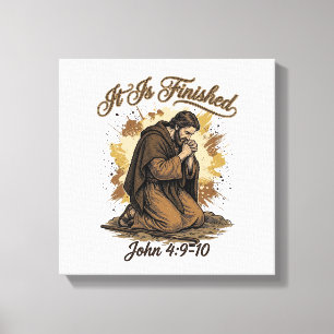 Es ist vollbracht Bibelvers Vintage Christliches T Leinwanddruck