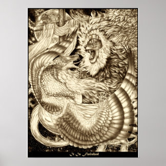 ES IST VOLLENDET - Löwe von Juda Vs. Geflügelte Sc Poster