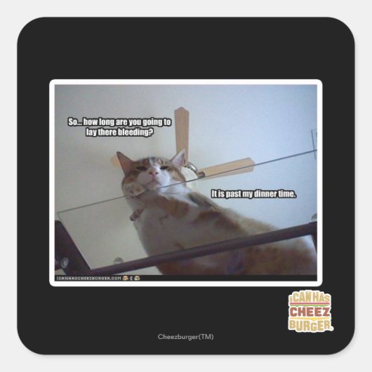 Es ist vorbei an meinem Abendessen Quadratischer Aufkleber (Vorderseite)