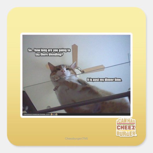 Es ist vorbei an meinem Abendessen Quadratischer Aufkleber (Vorderseite)