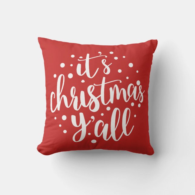 Es ist Weihnachten Y'all Pillow Modern Script Kissen (Vorderseite)